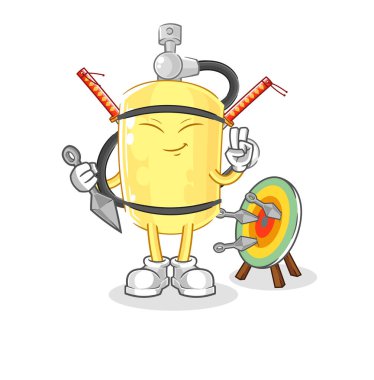 Dalgıç silindirli ninja çizgi filmi. karakter vektosu