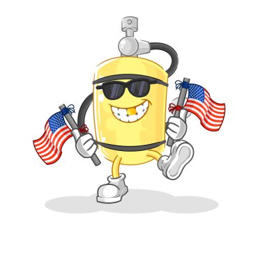 Dalgıç silindiri Amerikan gençlik çizgi filmi maskot vektosu
