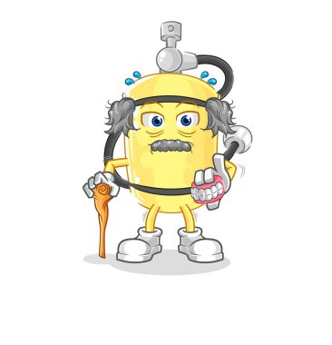 Dalgıç silindirli beyaz saçlı yaşlı adam. karakter vektosu