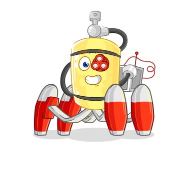 Dalgıç silindiri gelecekteki robot vektörü. karikatür