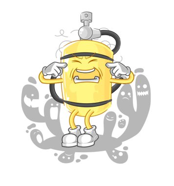 Depresyondaki dalgıç silindiri karakteri. çizgi film vektosu