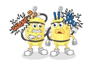 Dalgıç silindiri birbirlerini karikatür vektörü ile tartışıyor.