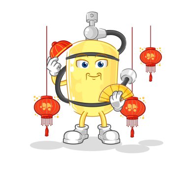 Dalgıç silindiri, fener resimli. karakter vektosu