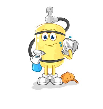 Dalgıç silindir temizleyici vektörü. karikatür