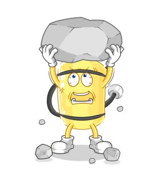 Dalgıç silindiri kaya çizgi film karakter vektörünü kaldırıyor