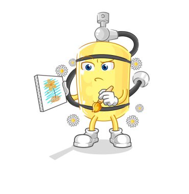 Dalgıç silindiri geleneksel karikatür karakteri vektosu