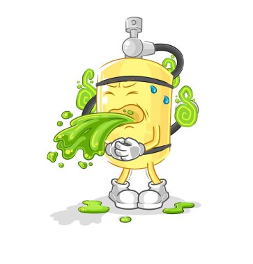 Dalgıç silindiri karikatür fırlatıyor. karikatür maskotu vektosu