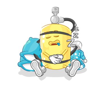 Dalgıç silindiri uyuyan karakter. karikatür maskotu vektosu