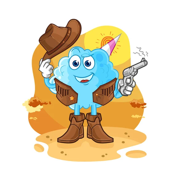 Cotton Candy Cowboy Gun Character Vecto — Stock Vector