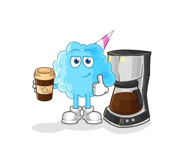 棉花糖喝咖啡的例子 字符向量 — 图库矢量图片