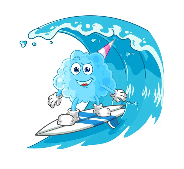 Personagem Surf Algodão Doce Mascote Desenhos Animados Vecto — Vetor de Stock