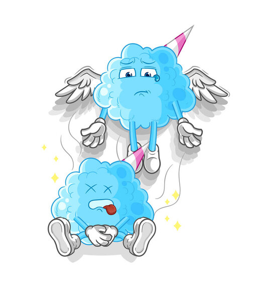 the cotton candy spirit leaves the body mascot. cartoon vecto