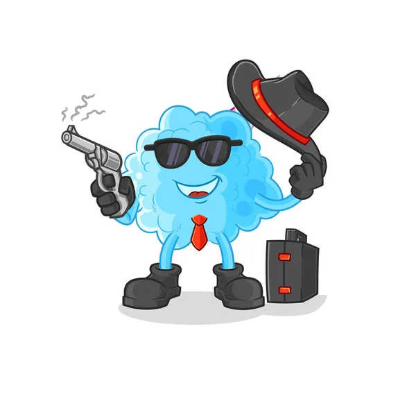 Cotton Candy Mafia Gun Character Cartoon Mascot Vecto — Stock vektor