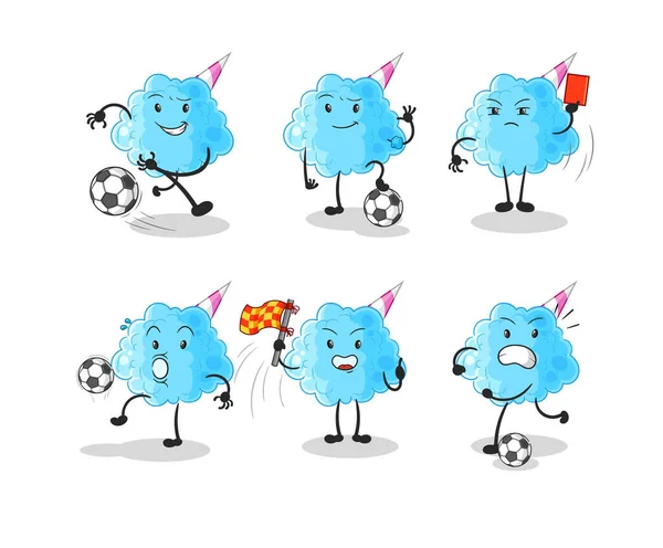 Cotton Candy Football Group Character Cartoon Mascot Vecto — Stock Vector