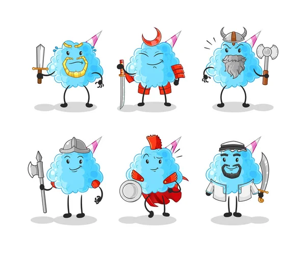 棉花糖战士小组的角色 卡通吉祥物矢量 — 图库矢量图片