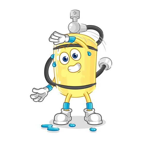 Diver Cylinder Stretching Character Cartoon Mascot Vecto — Stock vektor