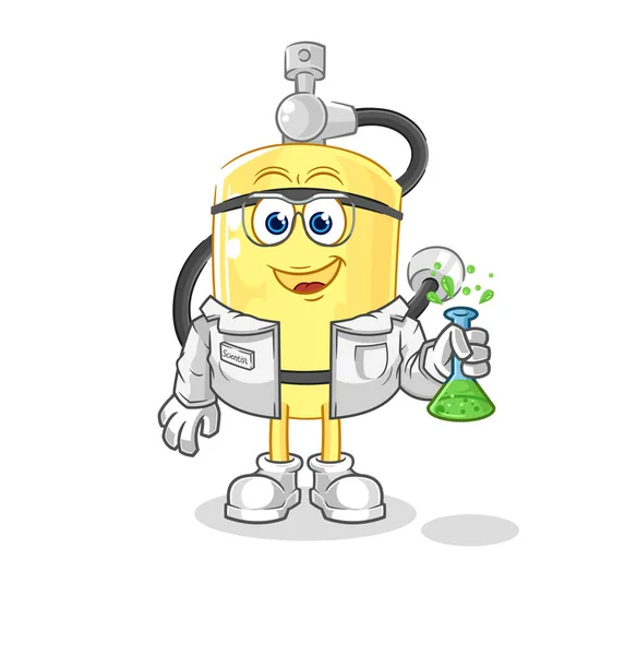 Personnage Scientifique Cylindre Plongeur Mascotte Vecto Dessin Animé — Image vectorielle