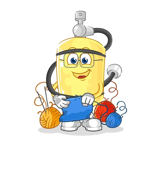 Diver Cylinder Tailor Mascot Cartoon Vecto — Stock Vector