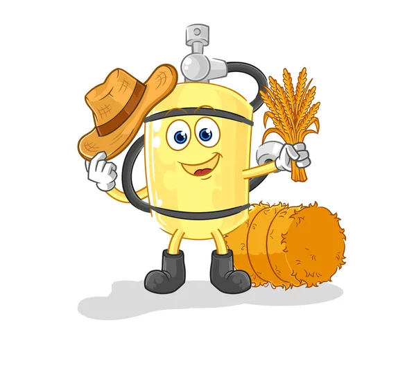 Mascote Agricultor Cilindro Mergulhador Desenho Animado Vecto —  Vetores de Stock