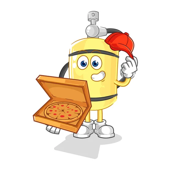 Diver Cylinder Pizza Delivery Boy Vector Cartoon Characte — Stock vektor
