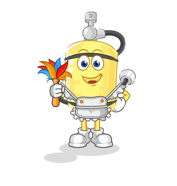 Diver Cylinder Maid Mascot Cartoon Vecto — Stock vektor