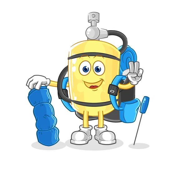 Diver Cylinder Camping Mascot Cartoon Vecto — Stock vektor