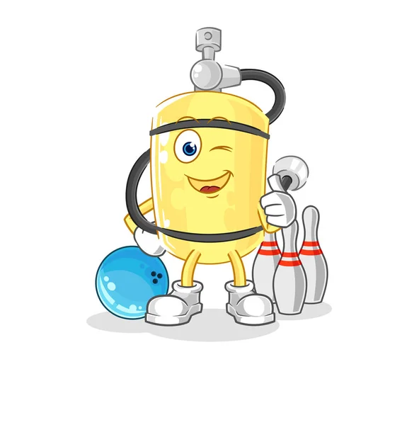 Diver Cylinder Play Bowling Illustration Character Vecto — Stock Vector