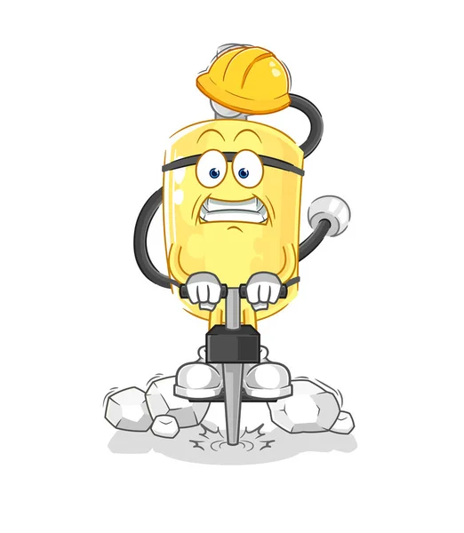 Cylindre Plongeur Percer Personnage Dessin Animé Sol Vecto — Image vectorielle