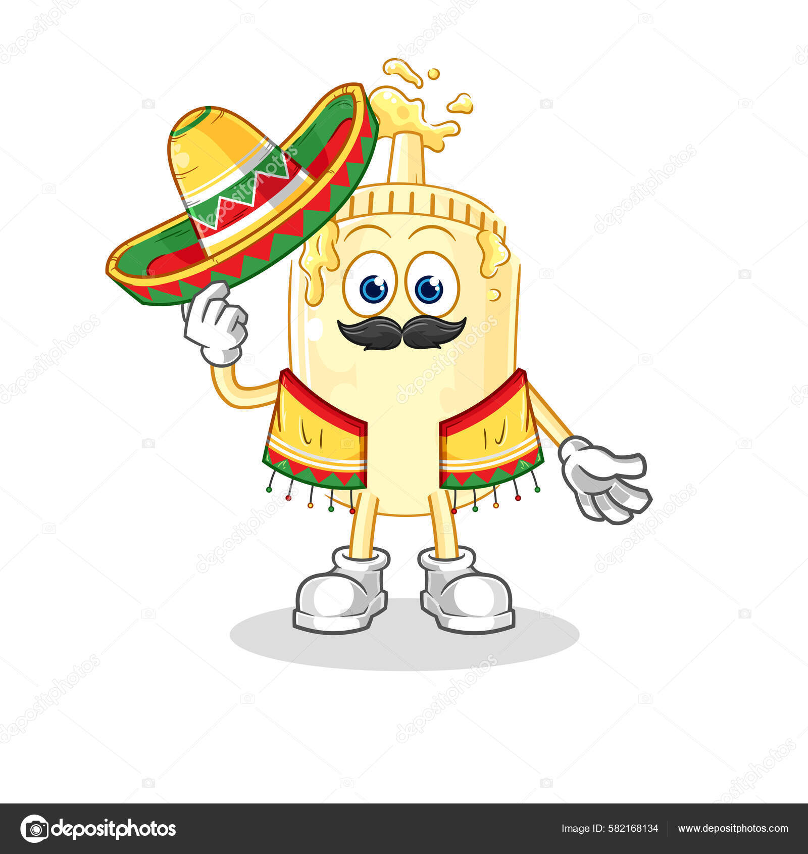 Mayonesa Cultura Bandera Mexicana Mascota Dibujos Animados Vecto vector,  gráfico vectorial © .com imagen #582168134