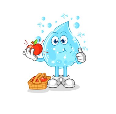 Soda suyu elma resimlerini yiyor. karakter vektosu