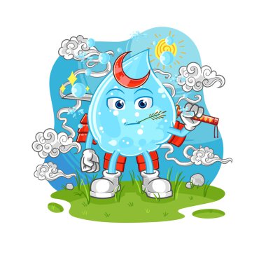 Sodalı Samuray karikatürü. karikatür maskotu vektosu