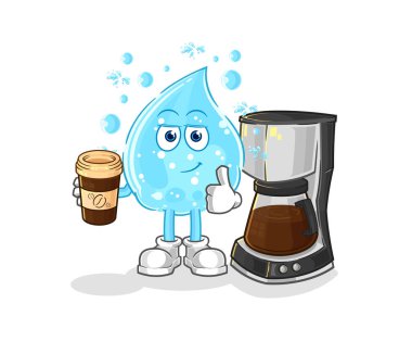 Soda içen kahve resimlerini. karakter vektosu