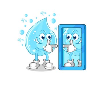 Soda aynadaki karikatüre bakıyor. karikatür maskotu vektosu
