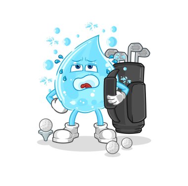 Golf ekipmanlarıyla soda. karikatür maskotu vektosu