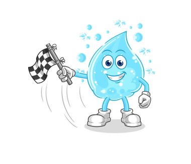 Soda içme suyu bitiş bayrağı. karikatür maskotu vektosu