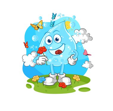 Soda baharda çiçek toplar. karakter vektosu