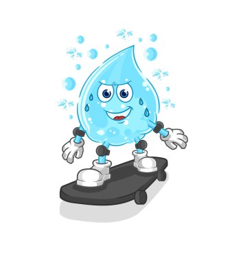 Kaykay sürerken soda içen çizgi film karakteri vekto