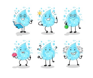 Soda düşünen grup karakteri. karikatür maskotu vektosu