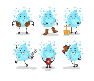 Soda kovboyları grubu karakteri. karikatür maskotu vektosu