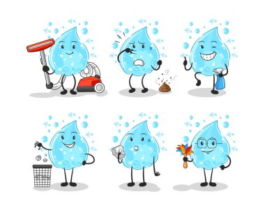 Soda Temizleme Grubu karakteri. karikatür maskotu vektosu