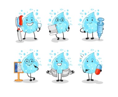 Soda doktoru grup karakteri. karikatür maskotu vektosu