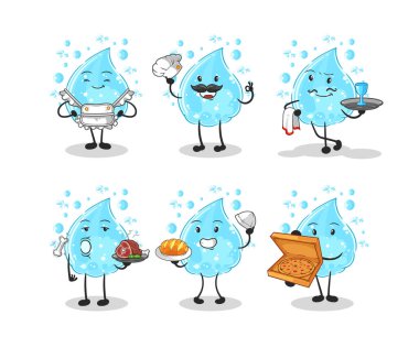 Soda restoranı grubu karakteri. karikatür maskotu vektosu