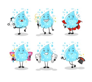 Soda sihirli grup karakteri. karikatür maskotu vektosu