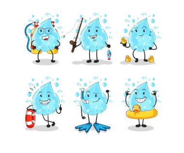 Soda su aktivite grubu. karikatür maskotu vektosu