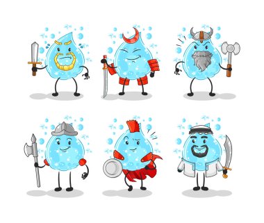 Soda savaşçısı grup karakteri. karikatür maskotu vektosu