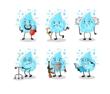 Soda içen yaşlı karakter. karikatür maskotu vektosu