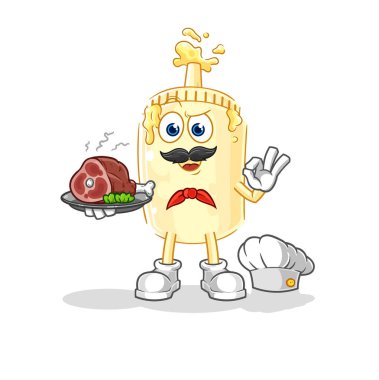 Et maskotlu mayonez şefi. çizgi film vektosu