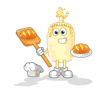 Ekmekli mayonez fırını. karikatür maskotu vektosu