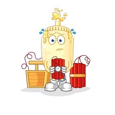 İçinde dinamit olan mayonez karakteri. karikatür maskotu vektosu