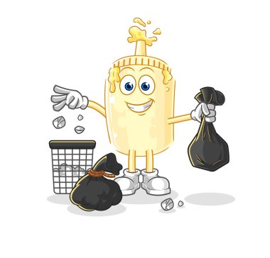 Mayonez, çöp maskotu. çizgi film vektosu